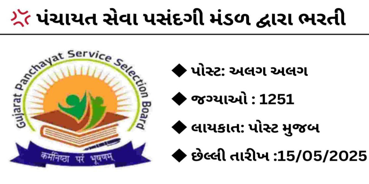 GPSSB ભરતી 2025 વર્ગ-3 દિવ્યાંગો